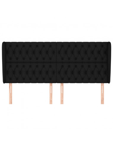 Testiera ad Orecchio Nera 183x23x118/128 cm in Tessuto