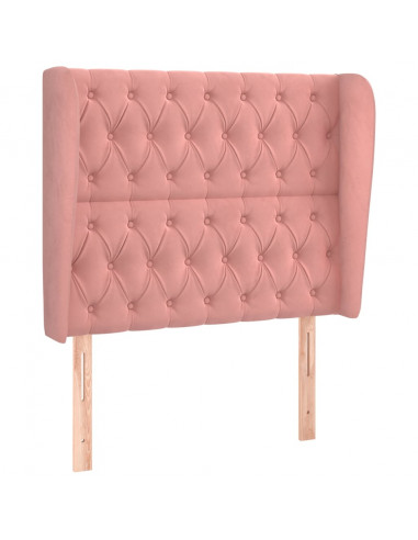 Testiera ad Orecchio Rosa 93x23x118/128 cm in Velluto