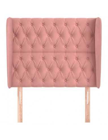 Testiera ad Orecchio Rosa 93x23x118/128 cm in Velluto