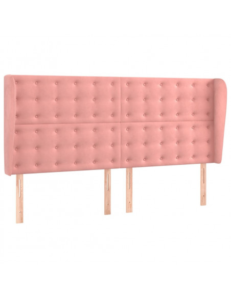 Testiera ad Orecchio Rosa 203x23x118/128 cm in Velluto
