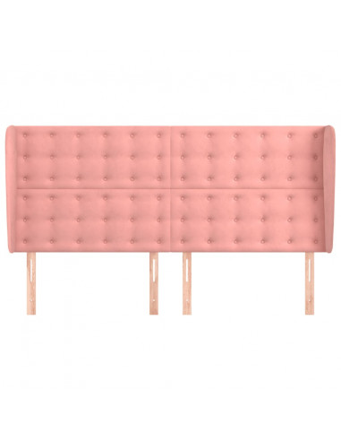 Testiera ad Orecchio Rosa 203x23x118/128 cm in Velluto
