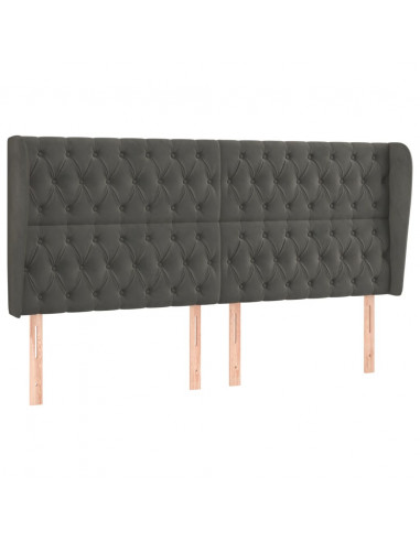 Testiera ad Orecchio GrigioScuro 203x23x118/128cm in Velluto
