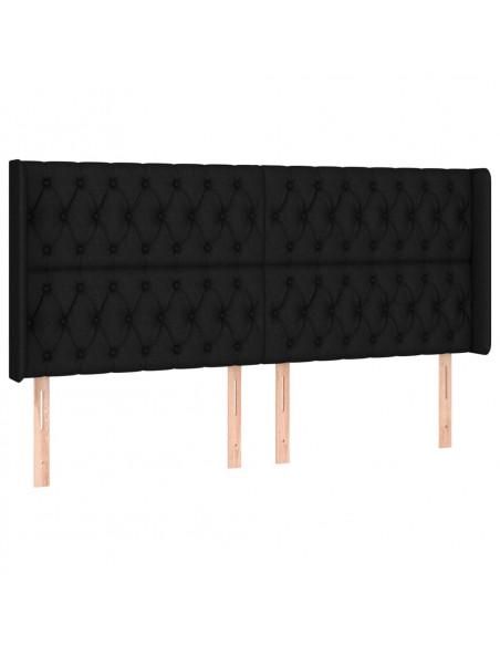 Testiera ad Orecchio Nera 203x16x118/128 cm in Tessuto
