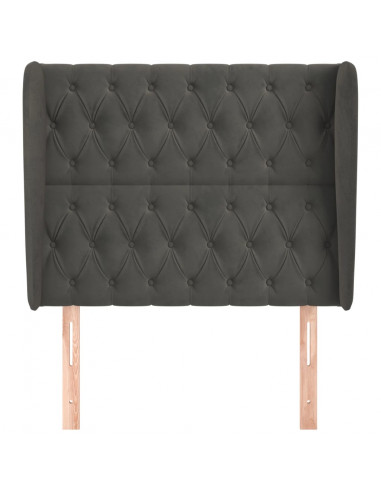 Testiera ad Orecchio GrigioScuro 103x23x118/128cm in Velluto