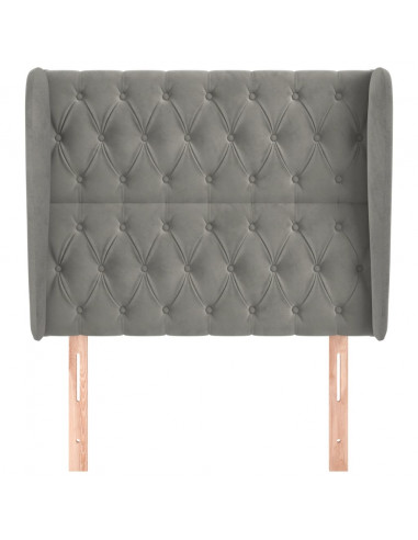 Testiera ad Orecchio Grigio Chiaro 93x23x118/128 cm in Velluto