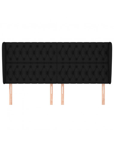 Testiera ad Orecchio Nera 203x23x118/128 cm in Tessuto