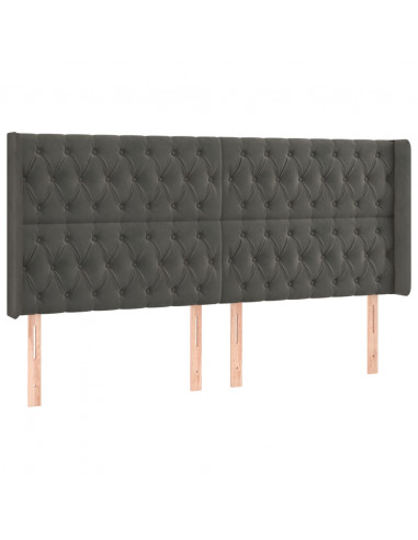 Testiera ad Orecchio GrigioScuro 203x16x118/128cm in Velluto