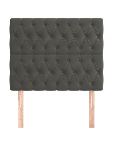 Testiere 2 pz Grigio Scuro 100x7x78/88 cm in Velluto