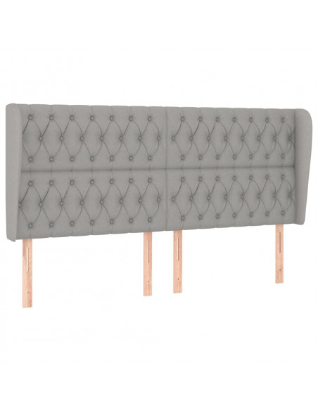 Testiera ad Orecchio Grigio Chiaro 183x23x118/128 cm in Tessuto