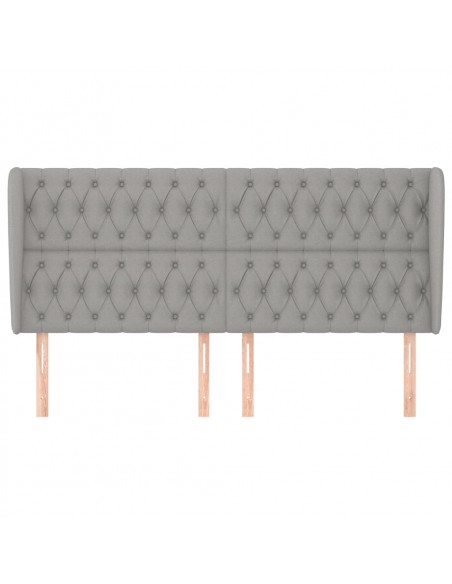 Testiera ad Orecchio Grigio Chiaro 183x23x118/128 cm in Tessuto
