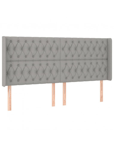 Testiera ad Orecchio Grigio Chiaro 183x16x118/128 cm in Tessuto