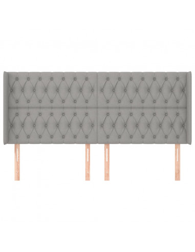 Testiera ad Orecchio Grigio Chiaro 183x16x118/128 cm in Tessuto