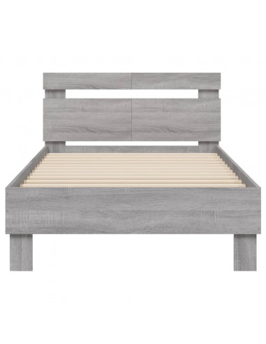 Giroletto con Testiera e LED Grigio Sonoma 100x200 cm