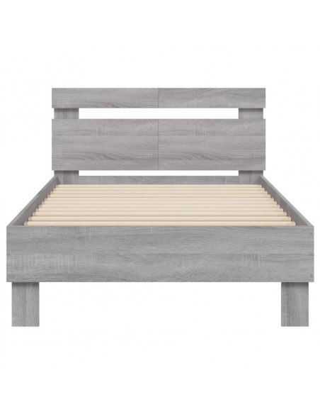 Giroletto con Testiera e LED Grigio Sonoma 100x200 cm