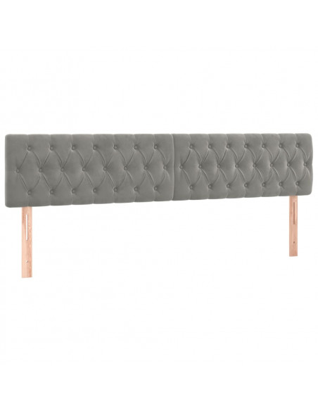 Testiera a LED Grigio Chiaro 180x7x78/88 cm in Velluto