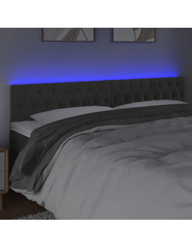 Testiera a LED Grigio Scuro 200x7x78/88 cm in Velluto