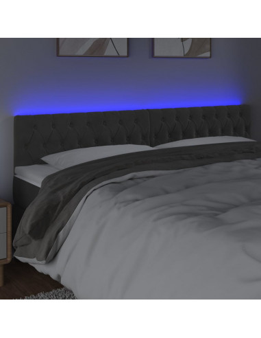 Testiera a LED Grigio Scuro 180x7x78/88 cm in Velluto