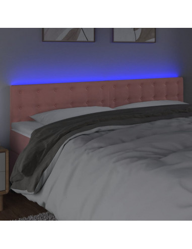 Testiera a LED Rosa 200x5x78/88 cm in Velluto