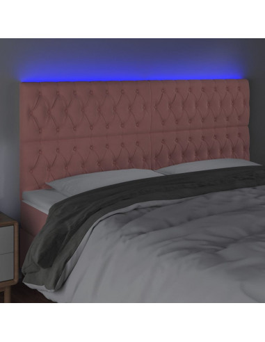 Testiera a LED rosa 200x7x118/128 cm in Velluto