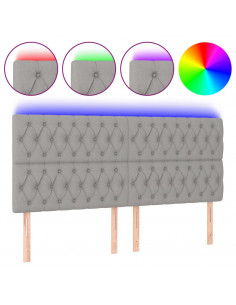 Testiera a LED Grigio Chiaro 180x7x118/128 cm in Tessuto 2