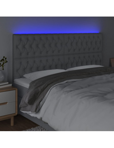 Testiera a LED Grigio Chiaro 180x7x118/128 cm in Tessuto