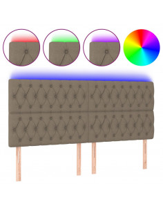 Testiera a LED tortora 180x7x118/128 cm in Tessuto 2