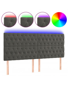 Testiera a LED GrigioScuro 180x7x118/128cm in Velluto 2