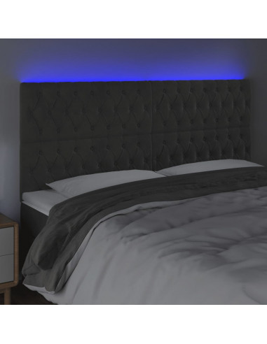 Testiera a LED GrigioScuro 180x7x118/128cm in Velluto