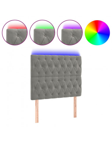 Testiera a LED Grigio Chiaro 90x7x118/128 cm in Velluto
