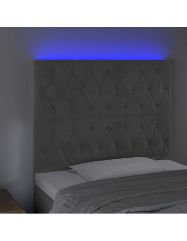 Testiera a LED Grigio Chiaro 90x7x118/128 cm in Velluto