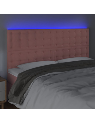 Testiera a LED rosa 200x5x118/128 cm in Velluto