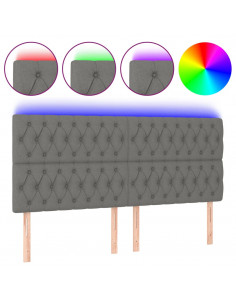 Testiera a LED Grigio Scuro 180x7x118/128 cm in Tessuto 2