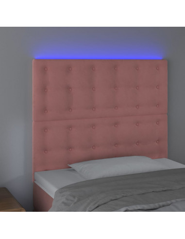 Testiera a LED Rosa 100x5x118/128 cm in Velluto