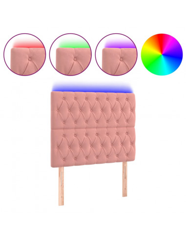 Testiera a LED Rosa 90x7x118/128 cm in Velluto