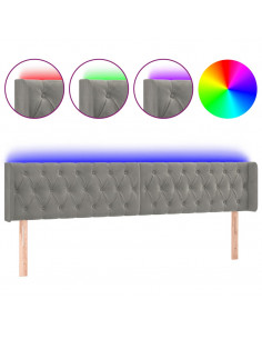 Testiera a LED Grigio Chiaro 183x16x78/88 cm in Velluto 2