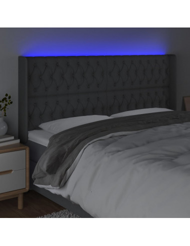 Testiera a LED GrigioScuro 183x16x118/128cm inTessuto