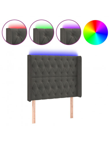 Testiera a LED Grigio Scuro 93x16x118/128 cm in Velluto