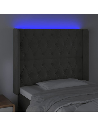 Testiera a LED Grigio Scuro 93x16x118/128 cm in Velluto