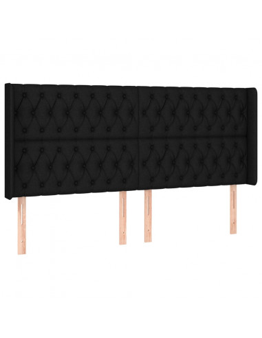 Testiera a LED Nera 203x16x118/128 cm in Tessuto