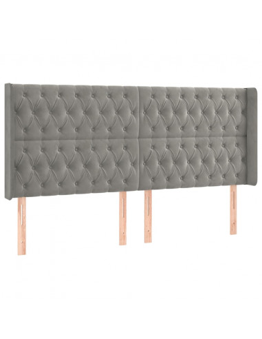 Testiera a LED Grigio Chiaro 183x16x118/128 cm in Velluto
