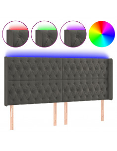 Testiera a LED Grigio Scuro 203x16x118/128cm in Velluto 2