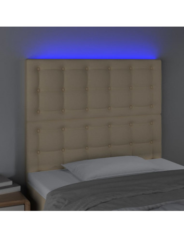 Testiera a LED crema 90x5x118/128 cm in Tessuto