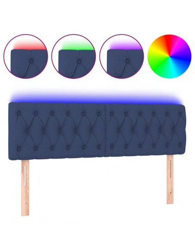 Testiera a LED Blu 160x7x78/88 cm in Tessuto