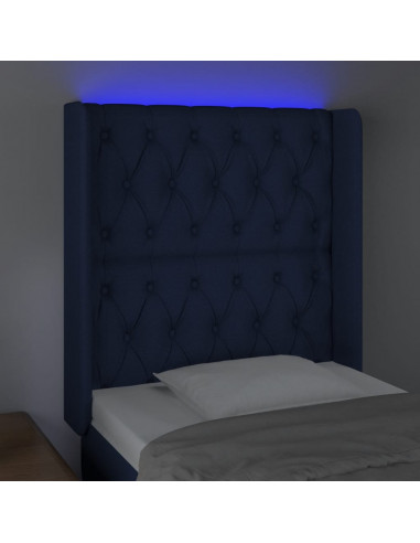 Testiera a LED Blu 83x16x118/128 cm in Tessuto