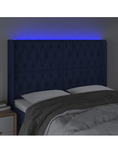 Testiera a LED Blu 163x16x118/128 cm in Tessuto