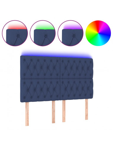 Testiera a LED Blu 160x7x118/128 cm in Tessuto