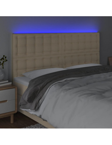 Testiera a LED Crema 180x5x118/128 cm in Tessuto