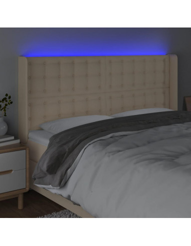 Testiera a LED Crema 183x16x118/128 cm in Tessuto