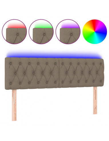 Testiera a LED Tortora 160x7x78/88 cm in Tessuto