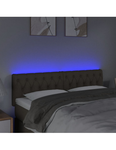 Testiera a LED Tortora 160x7x78/88 cm in Tessuto